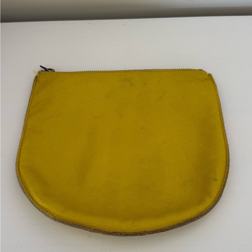 BAGGU Yellow Leather Pouch
